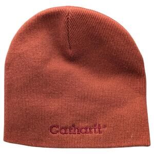 Vintage Carhartt Hat Beanie Knit Cap One Size Rust Orange Acrylic Mens Fall 2007